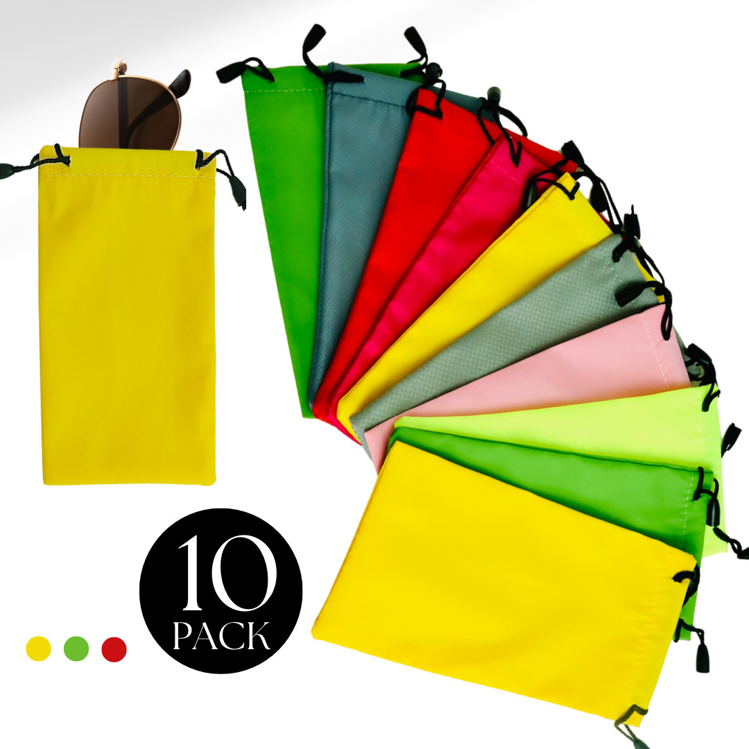 10-Pack Drawstring Sunglasses Microfiber Waterproof Cloth Soft Case Storage Bag