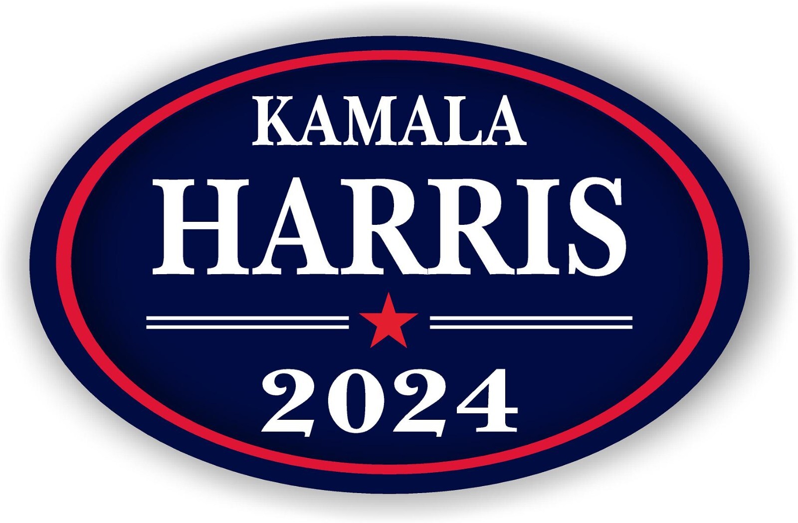Kamala Harris Red Star 2024 Oval car magnet  Magnetic Bumper Sticker 5.5"x3.5