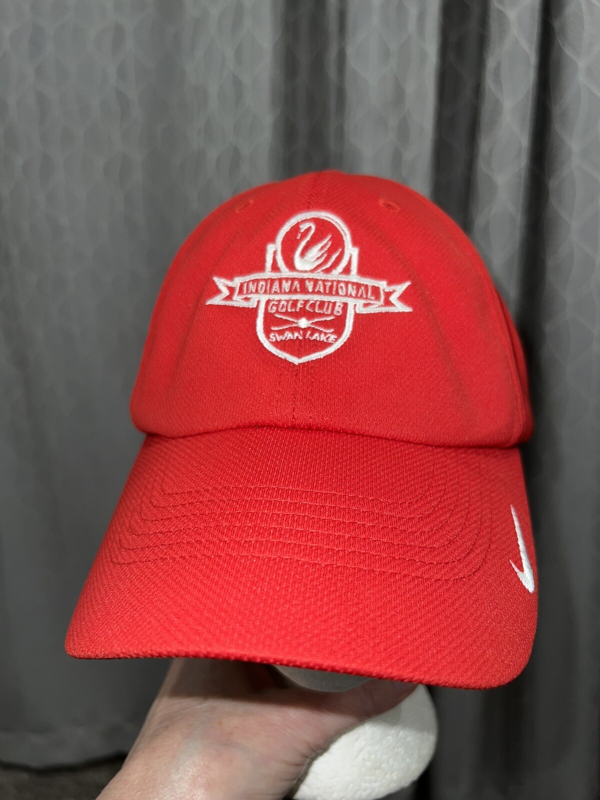 Nike Golf Dri-Fit Indiana National Golf Club Swan Lake Resort Logo , Red Cap Hat