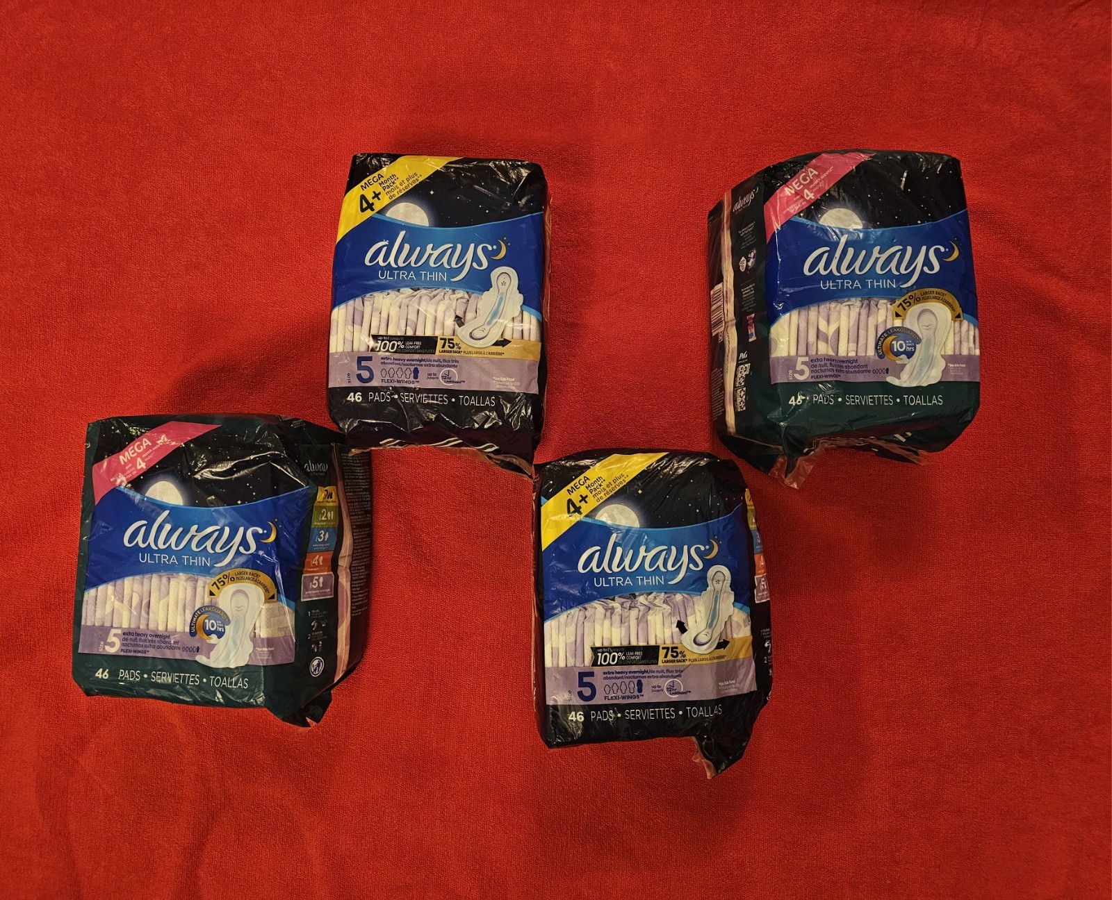 Always Ultra Thin Size 5 Extra Heavy Overnight Unscented 46 Pads