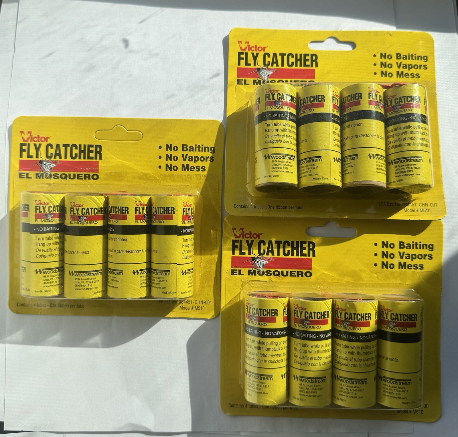 (Lot of 3 -4 Packs) 12 Victor Fly Insect Catcher Trap Sticky Tape Ribbon Strips