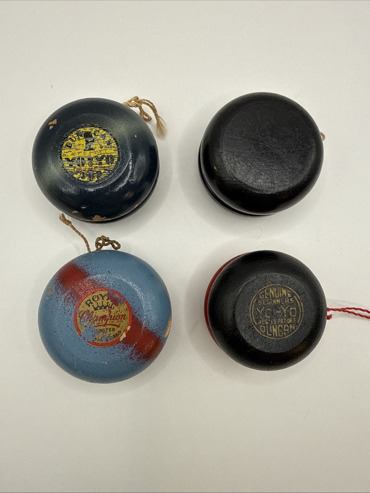 Lot Of 4 Yo-Yo’s Vintage Royal Champion & Duncan Tournament & Beginning Wooden