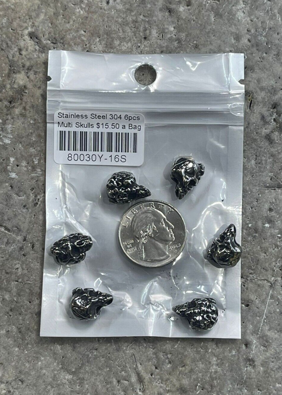 Stainless Steel 304 Multi Skulls Spacers (6pcs)