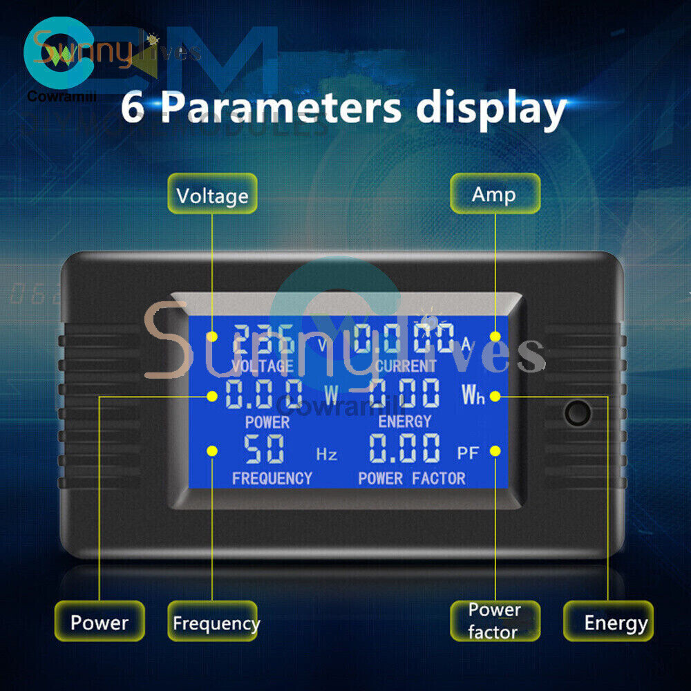 Digital Voltage Current Power Meter Frequency, Energy Meter AC 80-260V 32A/63A