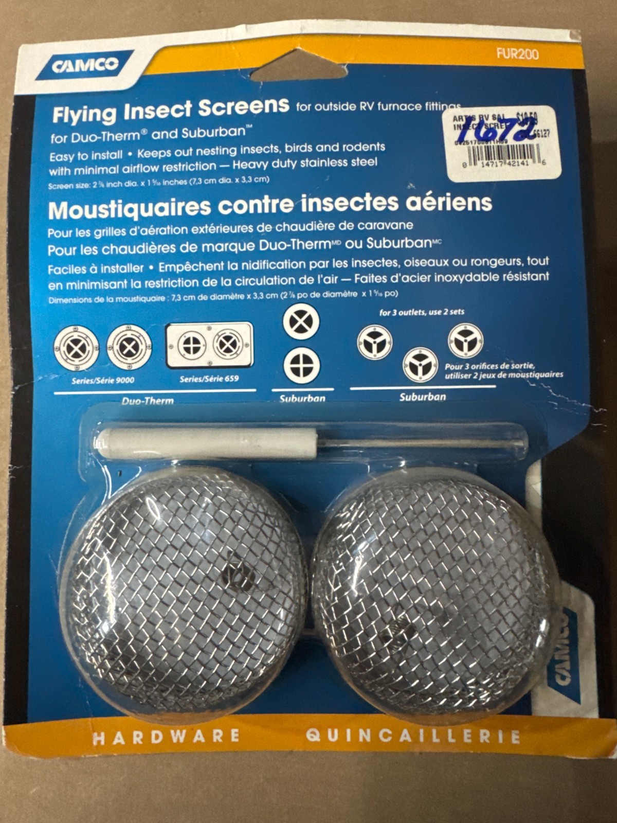 Camco 42141 Duo-Therm And Suburban Furnace Vent Bug Screen FUR200, Set Of 2,