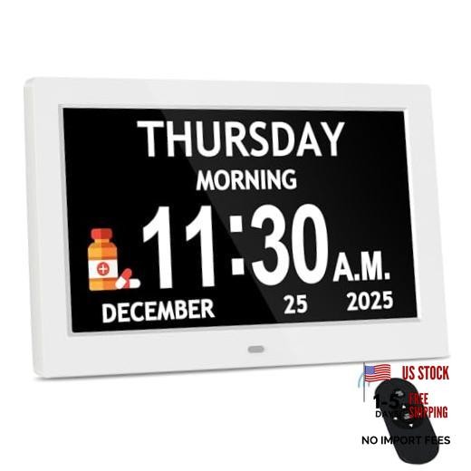 10.1'' Extra Large Digital Clock, 1280*800p HD Display, Dementia 10.1" White