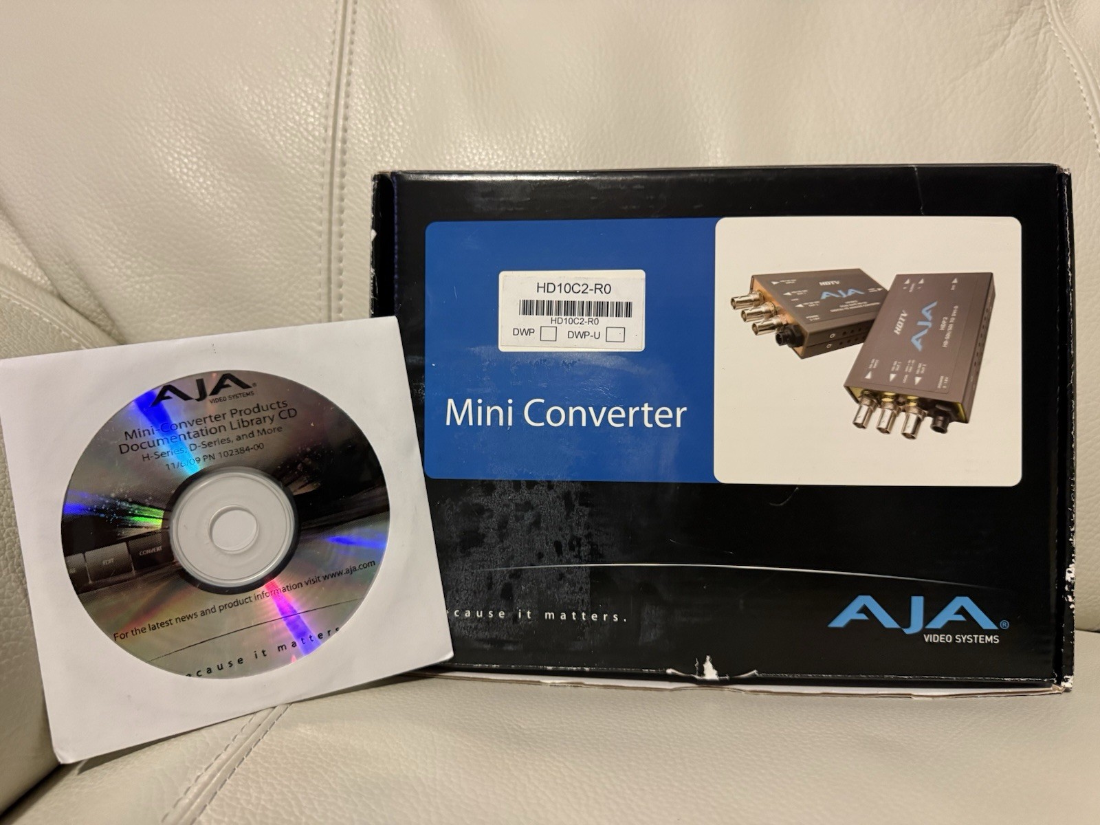 AJA HD10C2 SDI to analog and SDI splitter power supply, break-out cable, Box,CD.