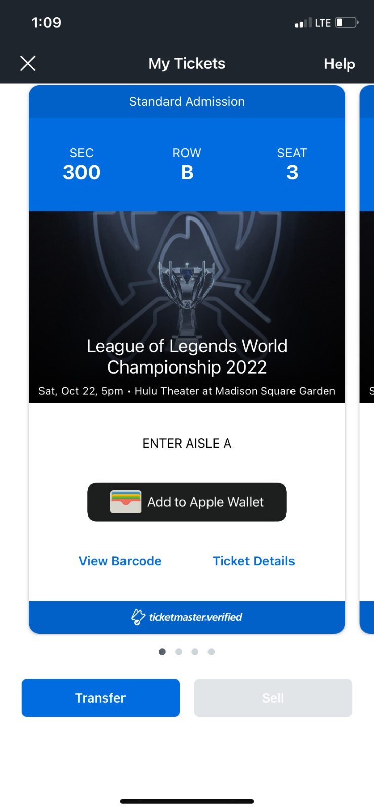 4 League of Legends Worlds Quarterfinals Tickets 10/22/22 at MSG in NYC