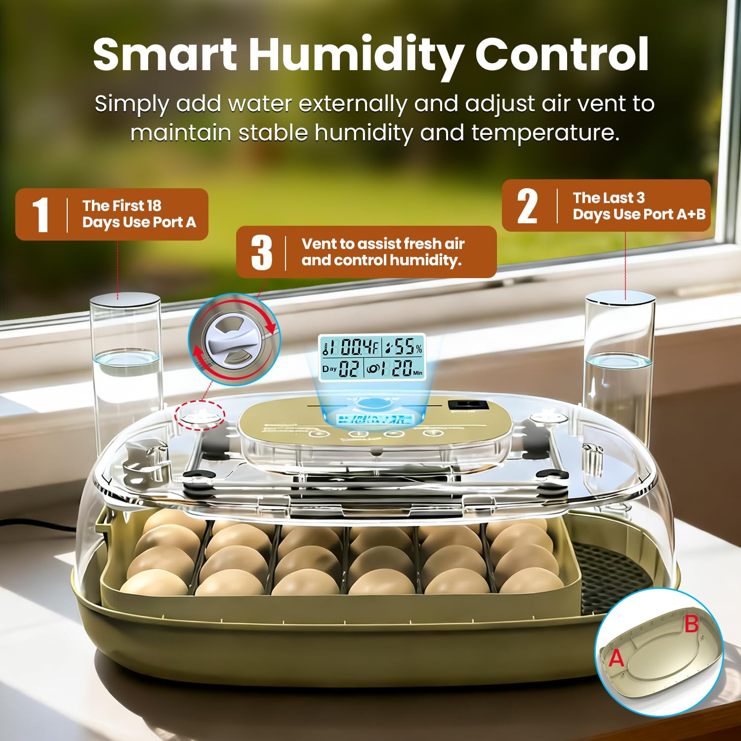 Incubators for Hatching Eggs,24 Eggs Capacity with Automatic Turning, Accurate T