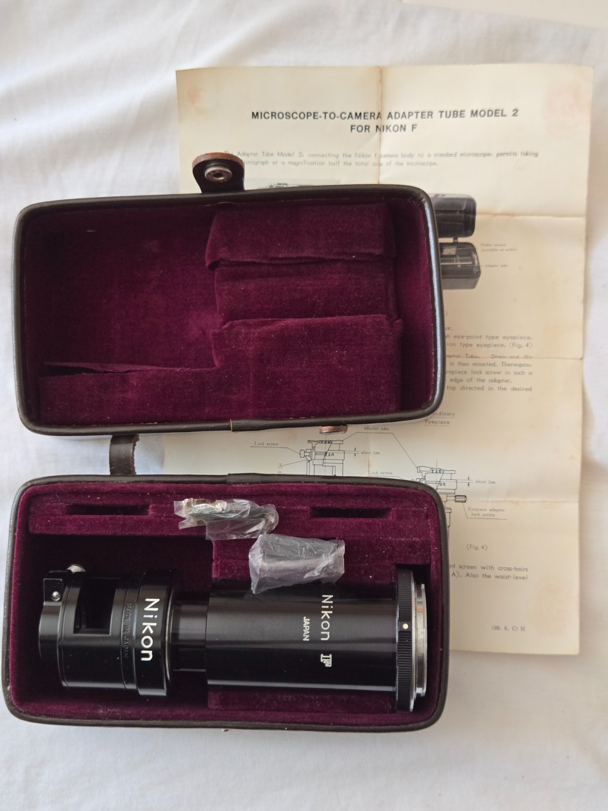 Nikon Microscope to Camera Adapter Tube Model 2 for Nikon F W/ Case, Manual
