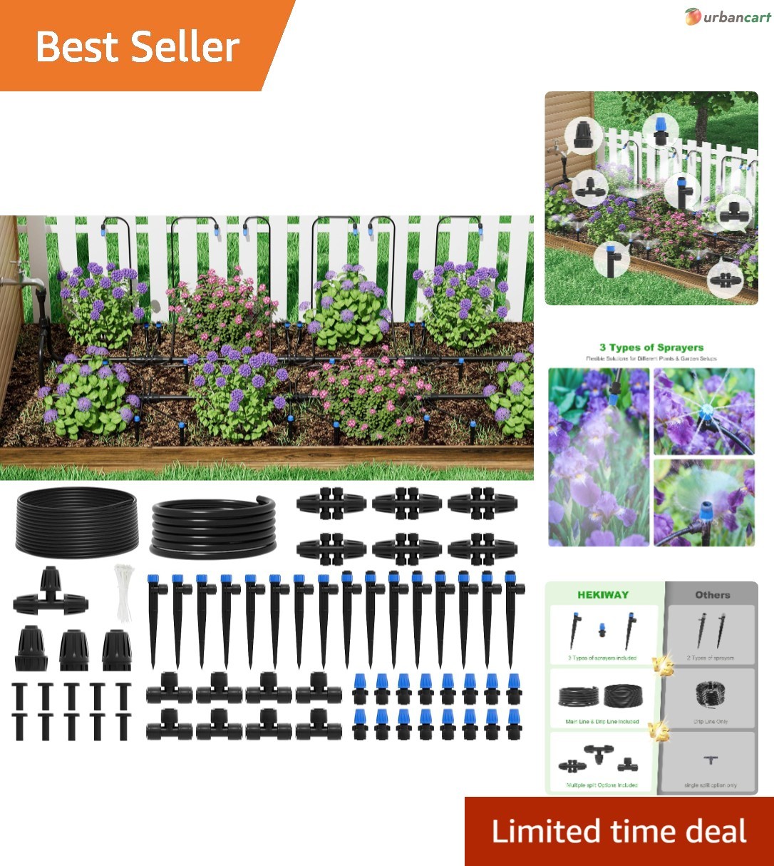 256Ft Quick-Connect Drip Irrigation System Kit for Efficient Garden and Green...