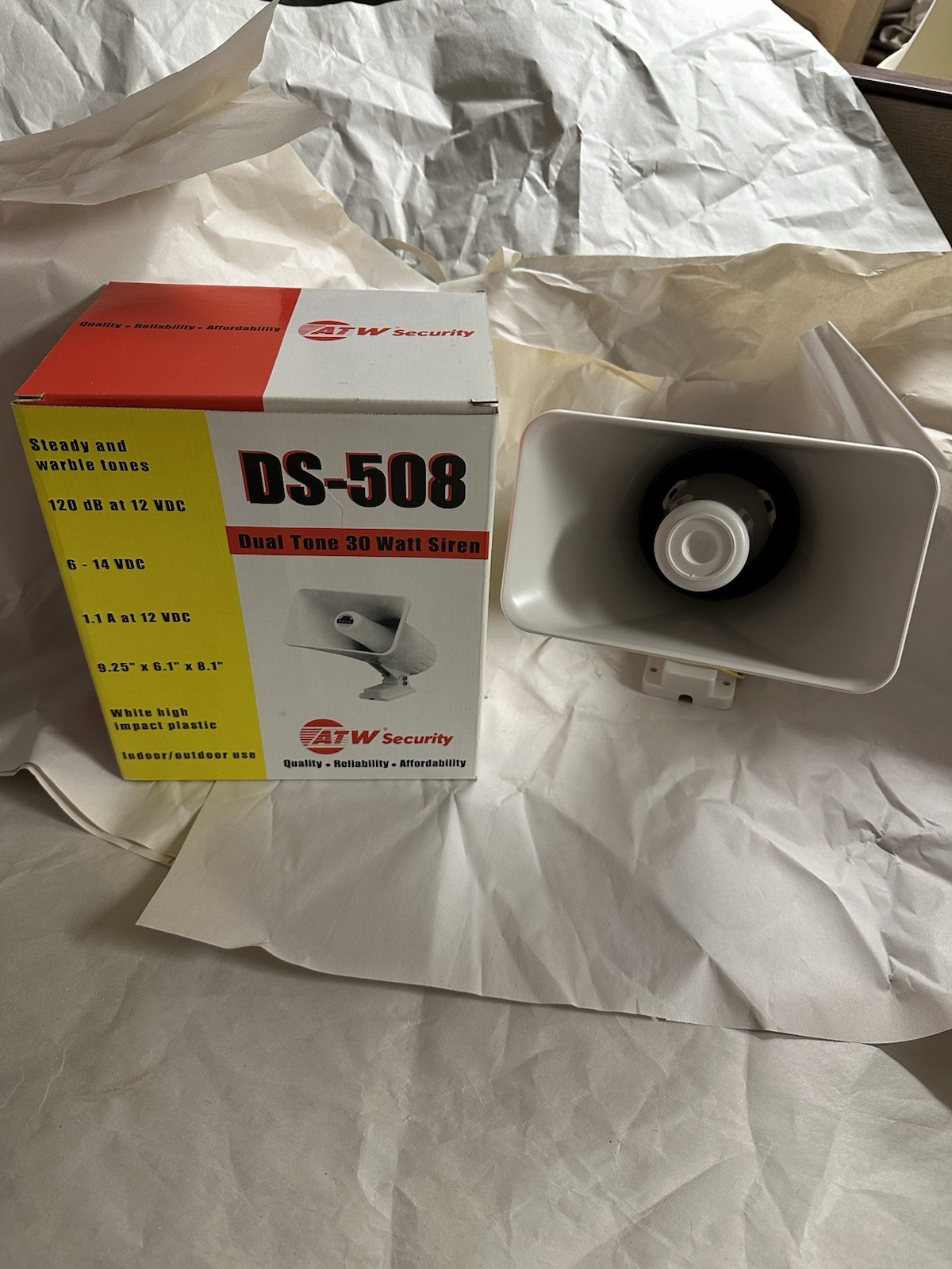 NEW ATW Security DS-508 Dual Tone 30 Watt Siren, White