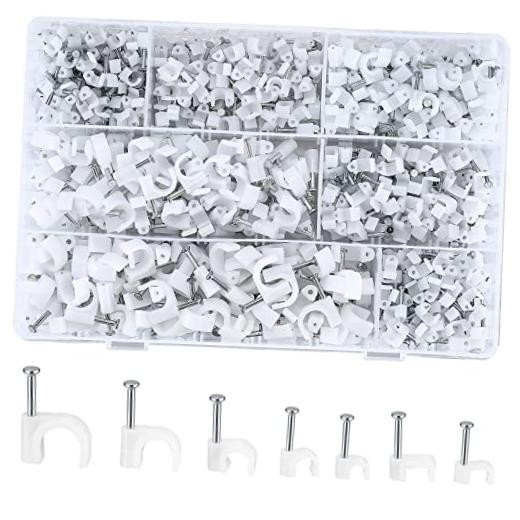 700 Pcs Cable Clips with Steel Nails, Cable Wire Cord Management Clips, White