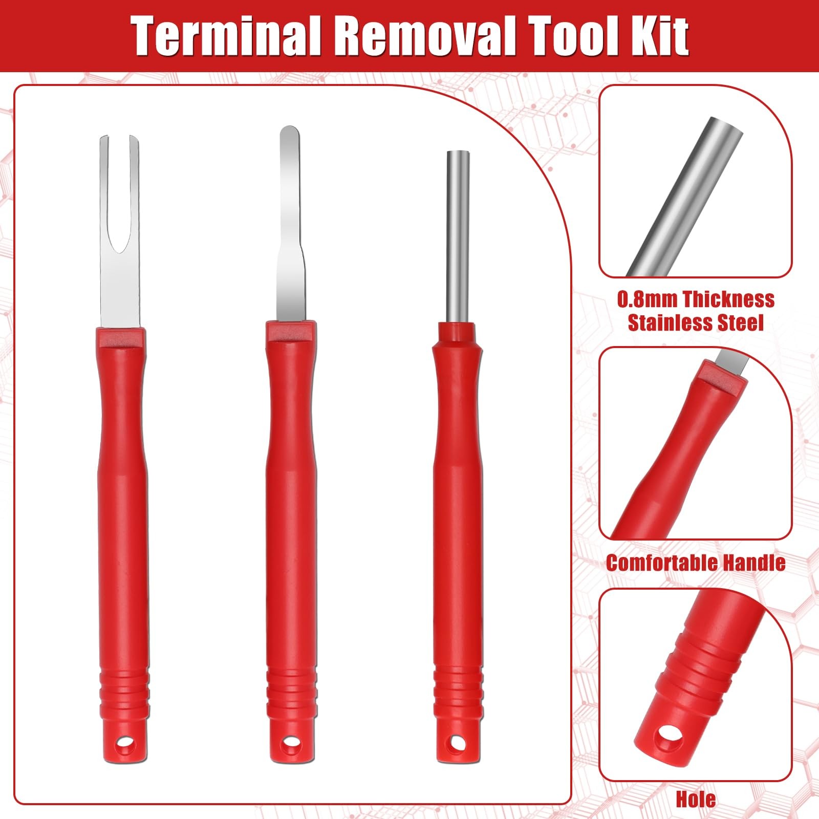 Anglekai 30+4P Terminal Pin Removal Tool Kit, Electrical Connector Red