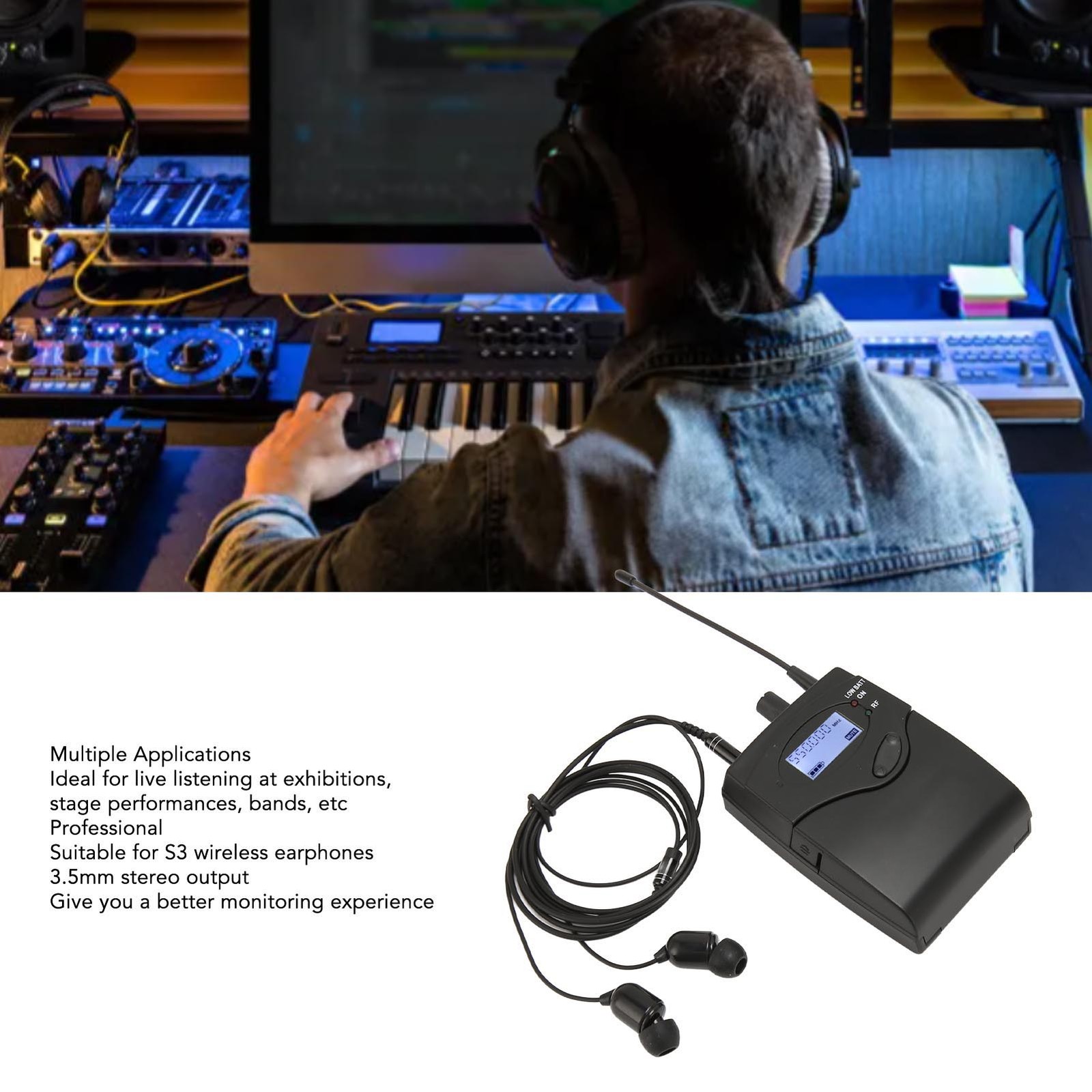 Hot Wireless Ear Monitor Receiver 550 To 580MHz Professional Compact Bodypack