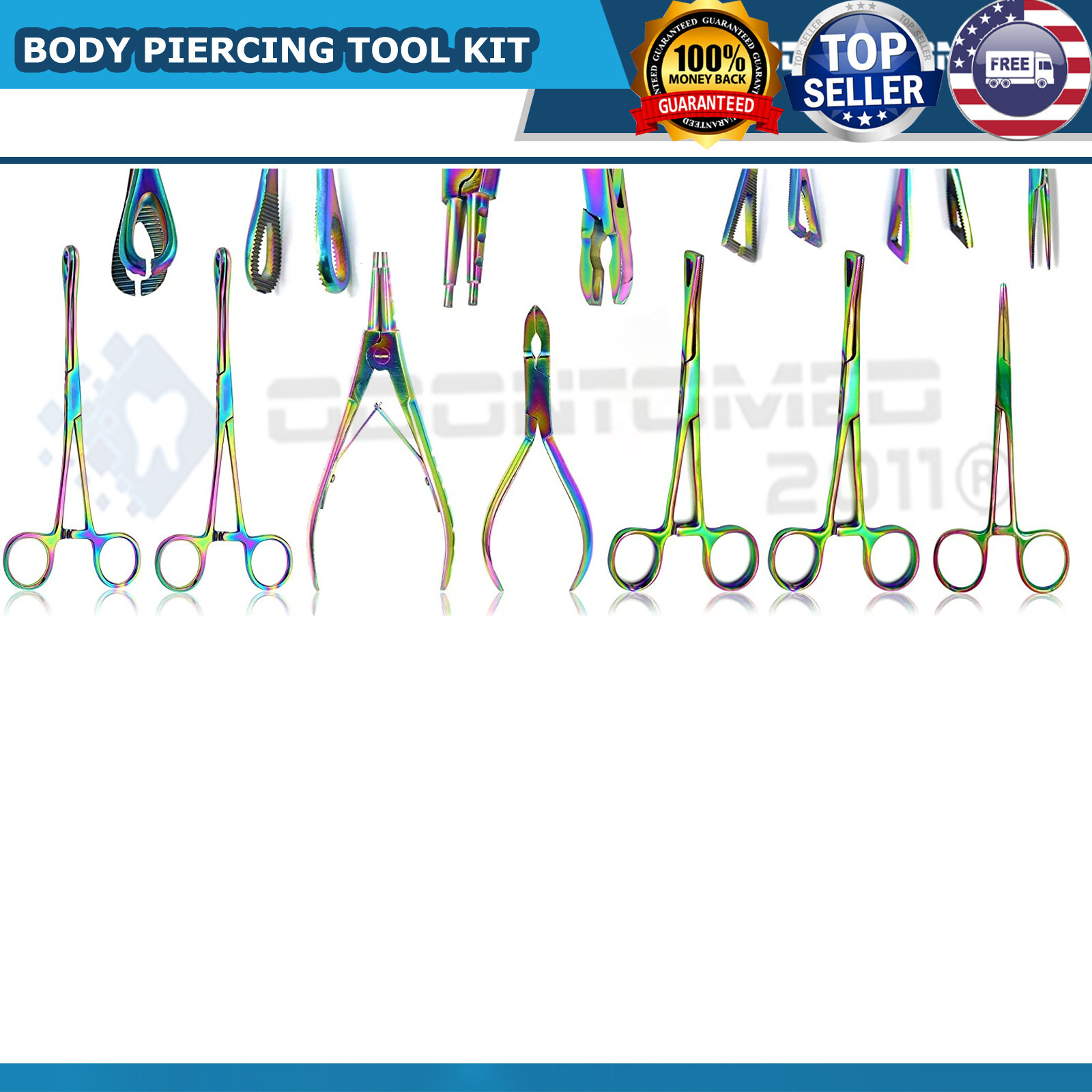 3 SET PROFESSIONAL 7 Body Piercing Instruments Kit Tools Penington Forcep MULTI