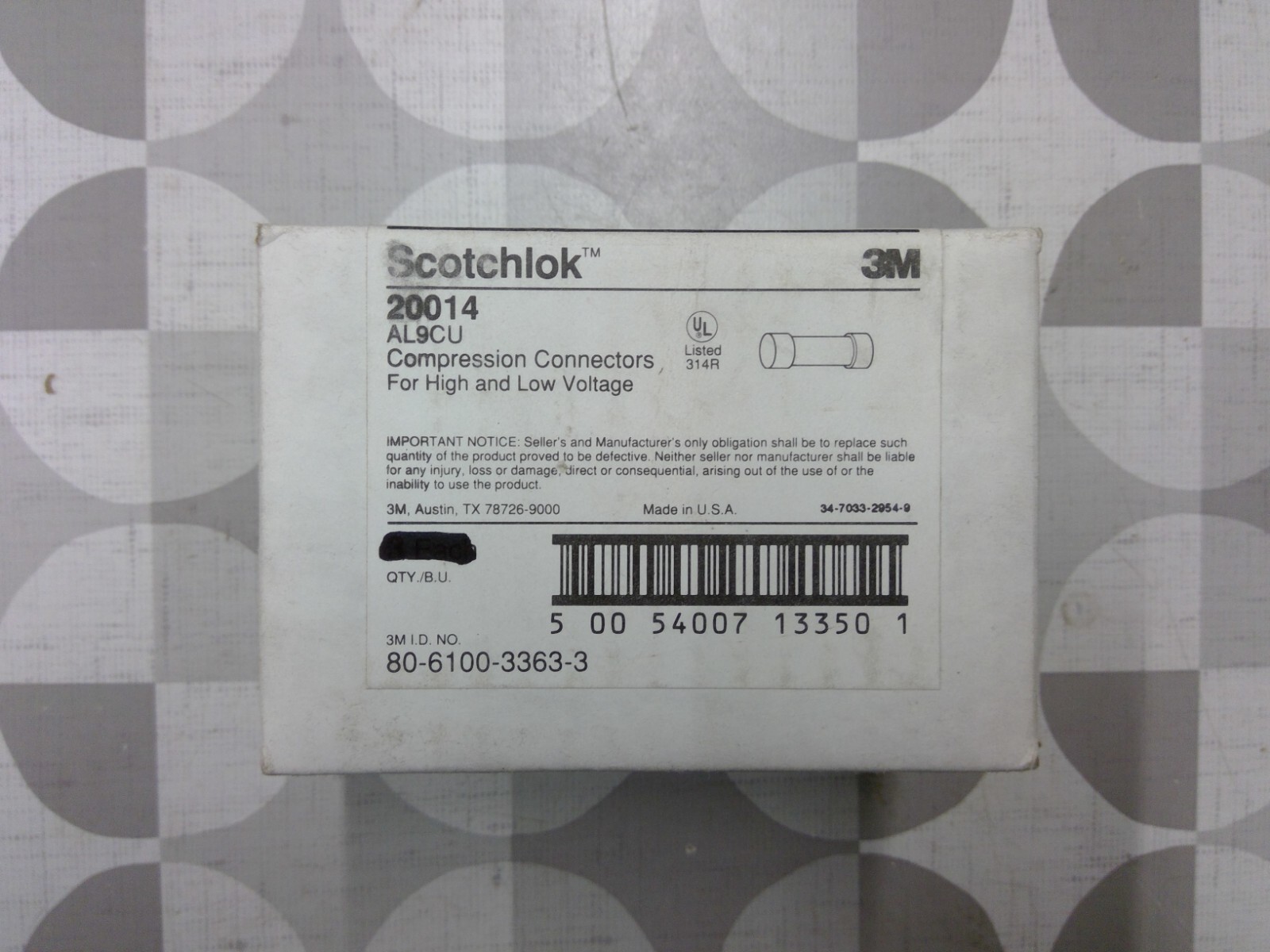 3M 20014 Compression Connector SOLD INDIVIDUALLY **Free Shipping**