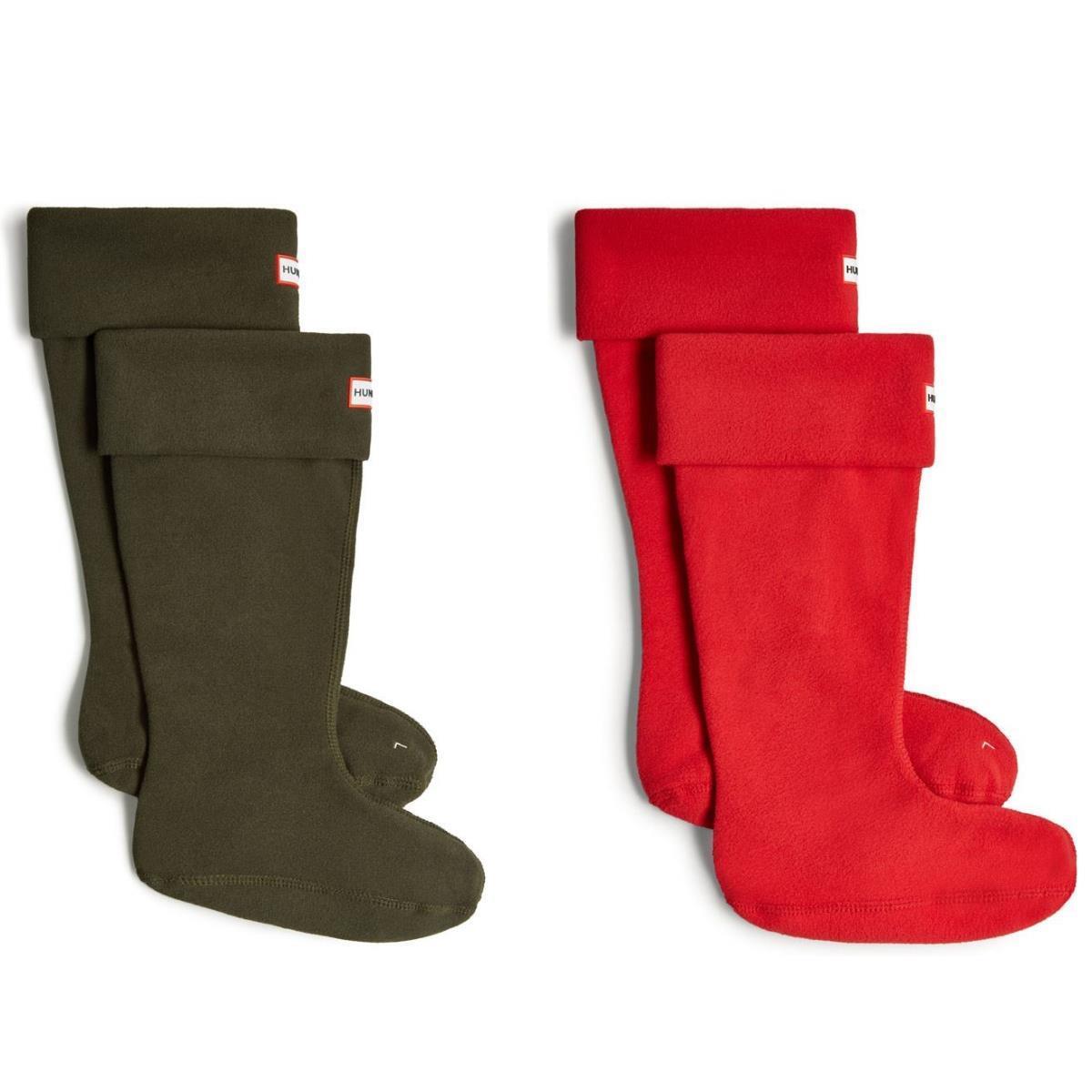 Hunter Fleece Warm Pull On Tall Unisex Boot Socks In Red