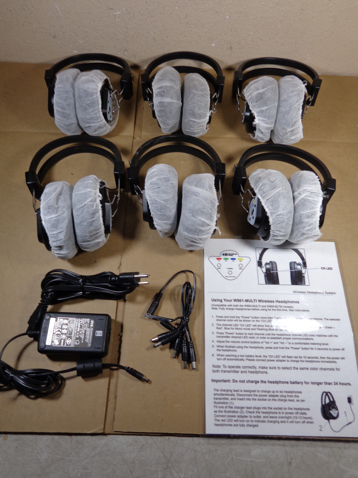 Hamilton Buhl W900-BLTM W901 Wireless 6 Headphones & Radio Transmitters  NEW