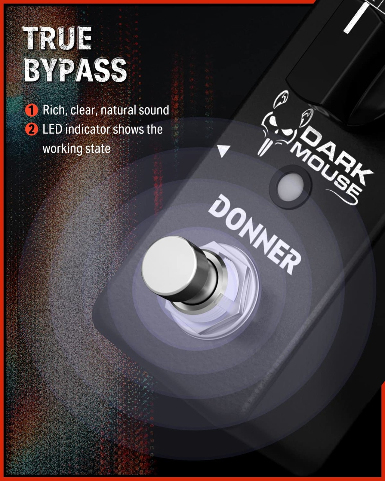 Donner Dark Mouse Distortion Pedal for Electric Guitar, 2 Modes Classic Hyper...