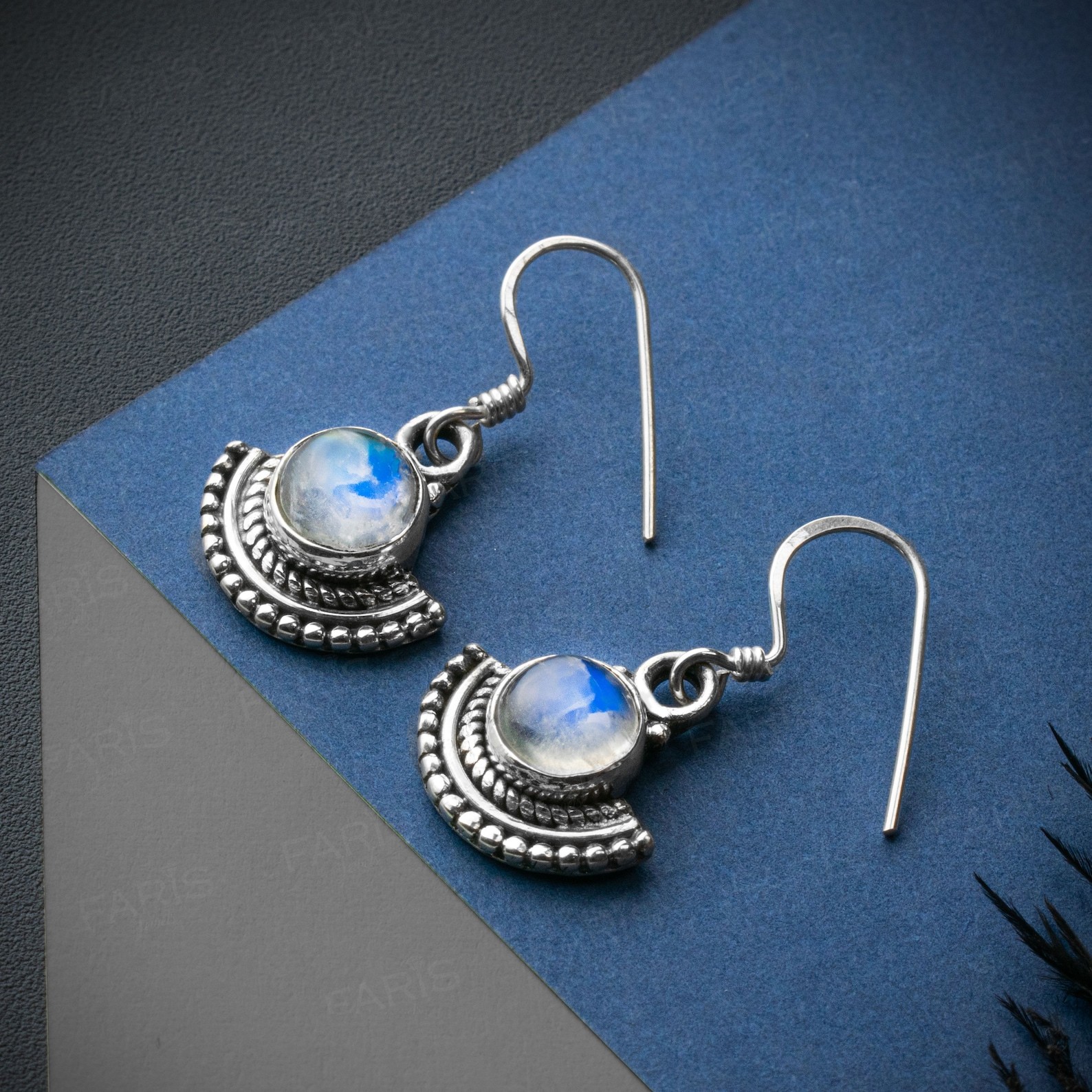 Moonstone Gemstone Dangle Earring 925 Sterling Silver Handmade Jewelry For Gift