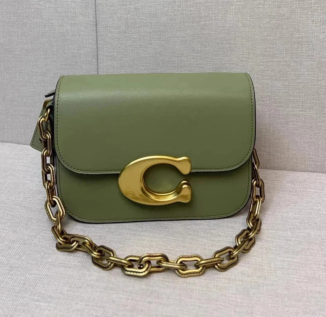 New COACH CM557 Idol 2-way Chain Shoulder Cross Bag Green Gold Outlet from Japan