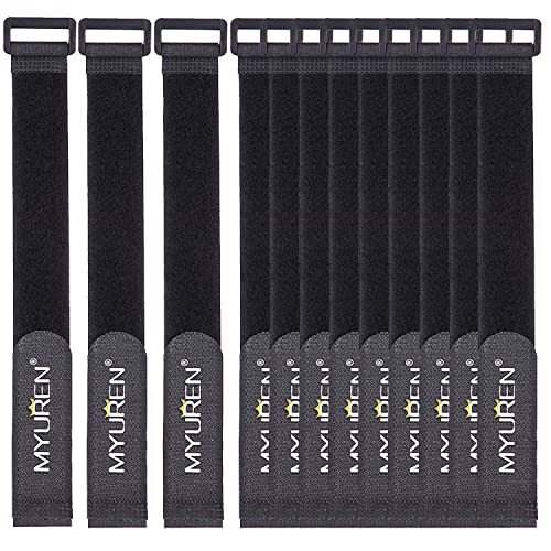 12 Pack 24 Inch Reusable Fastening Cable Straps Hook and Loop Cinch Cable Ties