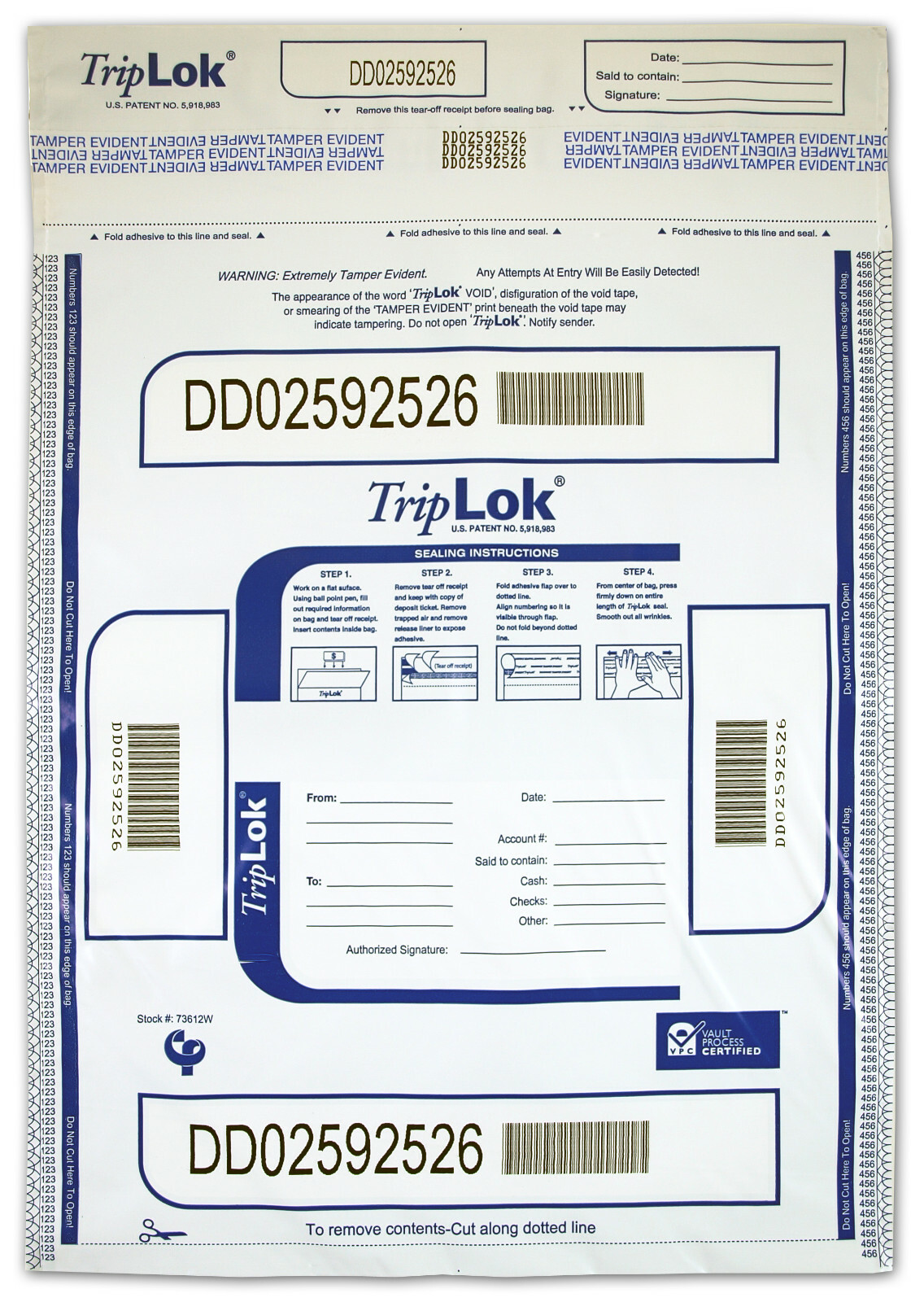12x16 TripLok, white, 100 Deposit Bags