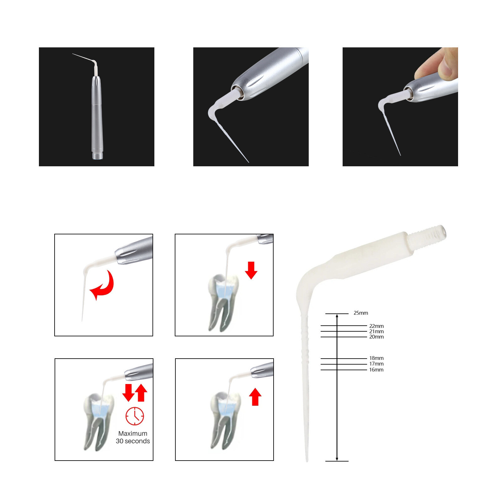 Dental Air Scaler Handpiece 5 Endo Irrigation Tips Compatible with KAV 2Hole DL