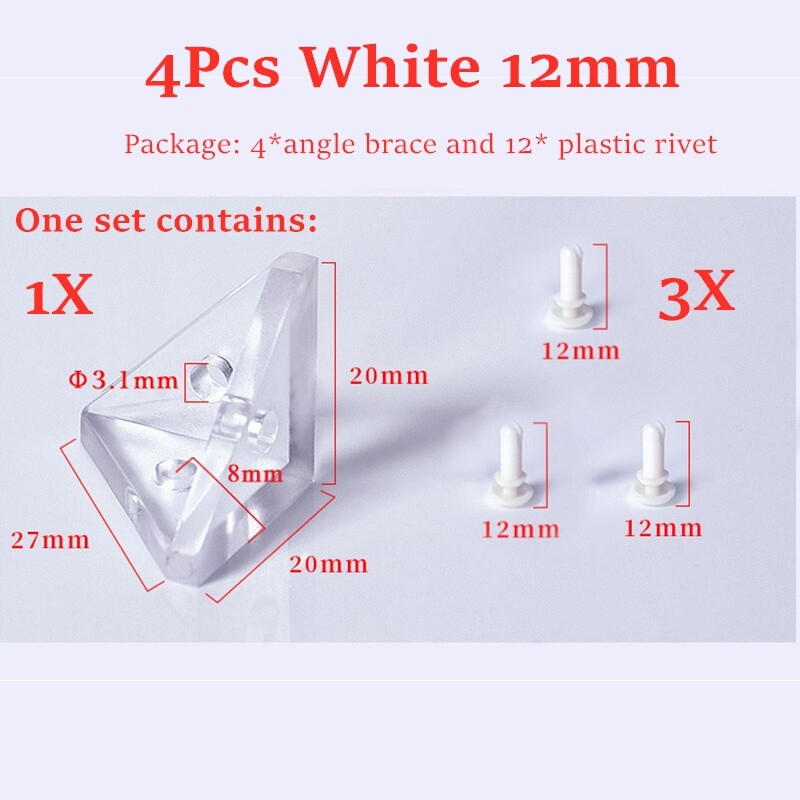 4X Corner Fixator Acrylic Angle Clamp Edge Protector Support Triangle for Box