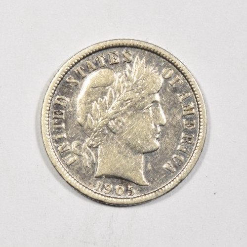 1905 BARBER DIME ~ SOLID XF!