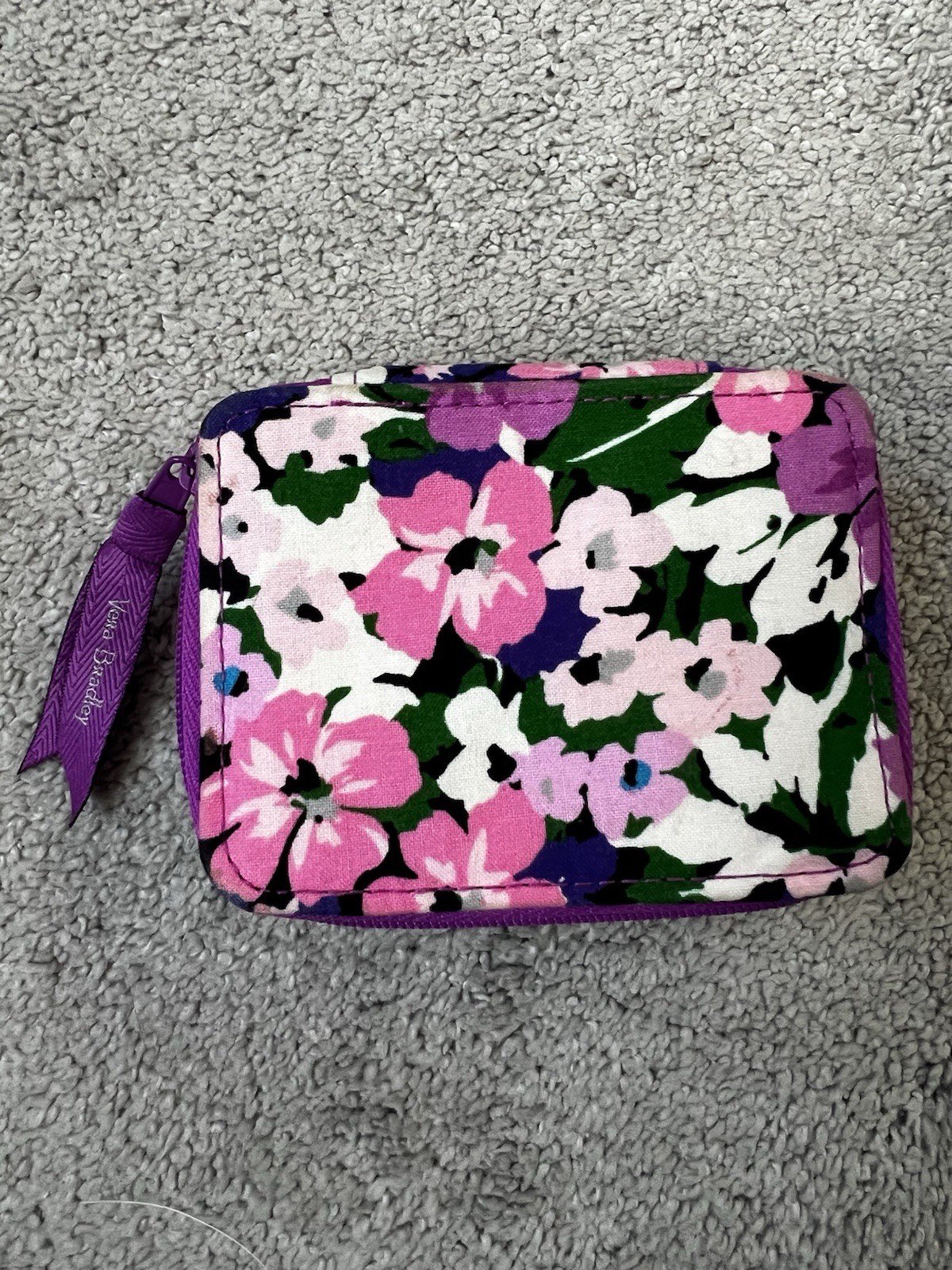 Vera Bradley Travel Pill Case Purple Medicine Organizer Floral Bag