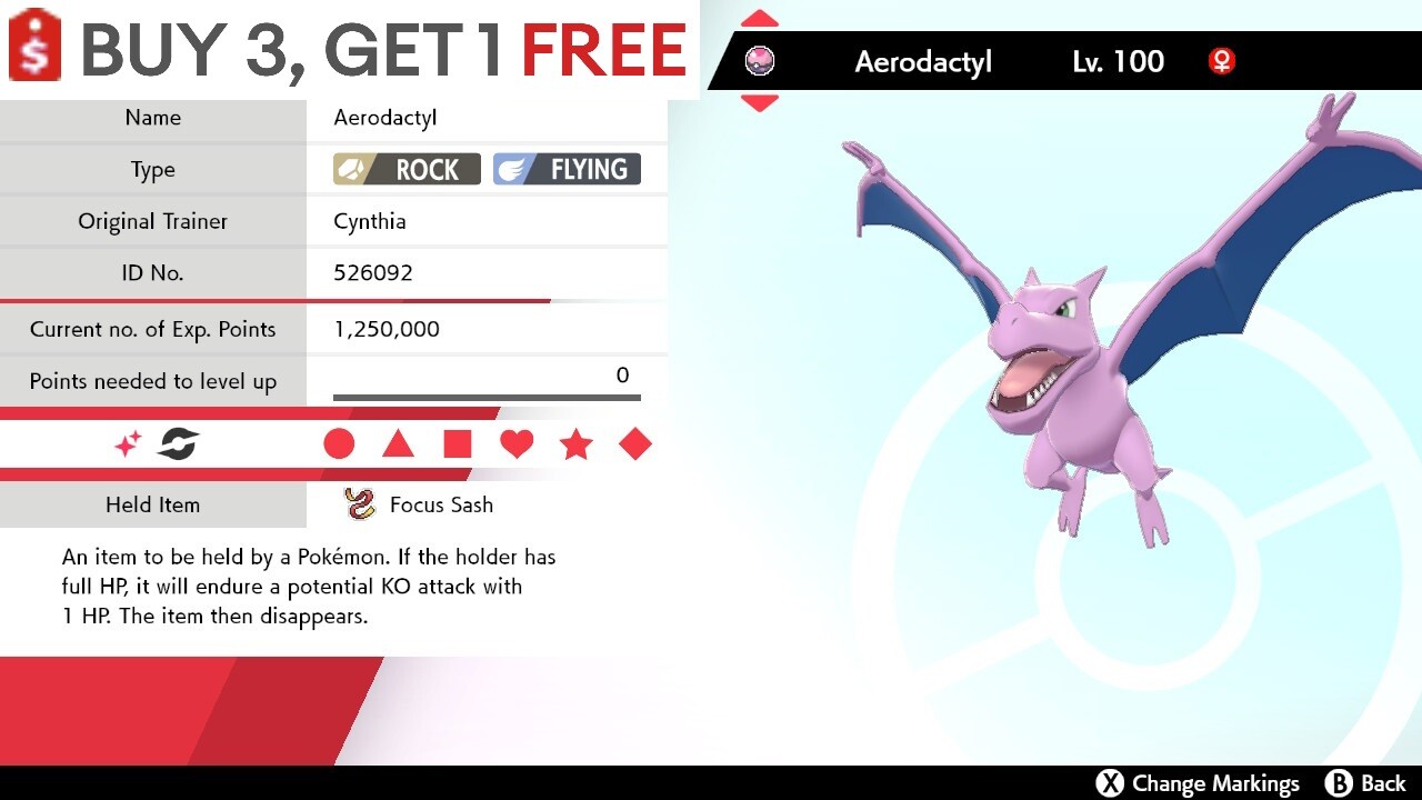 ✨ Shiny Aerodactyl ✨ Pokemon Sword and Shield Perfect IV 🚀Fast Delivery🚀