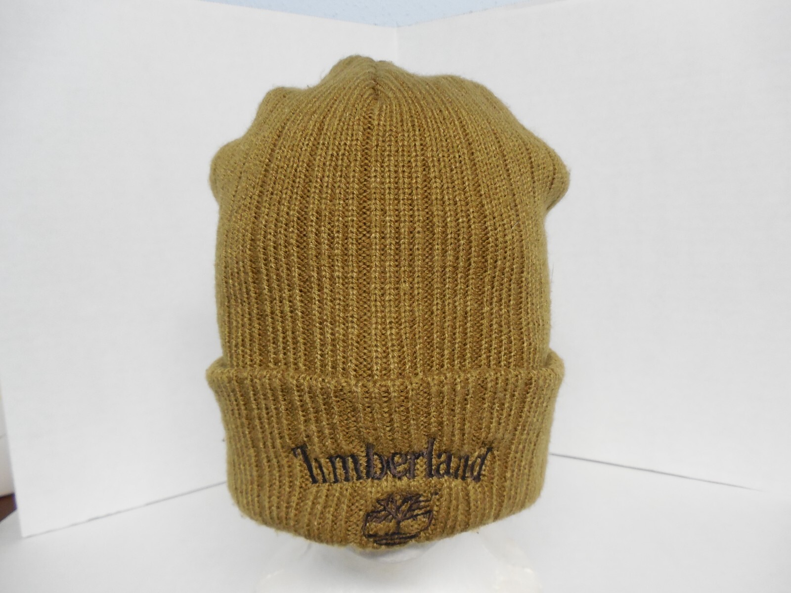 Timberland Men's Embroidered Logo Cuff Ribbed Knit Hat Beanie