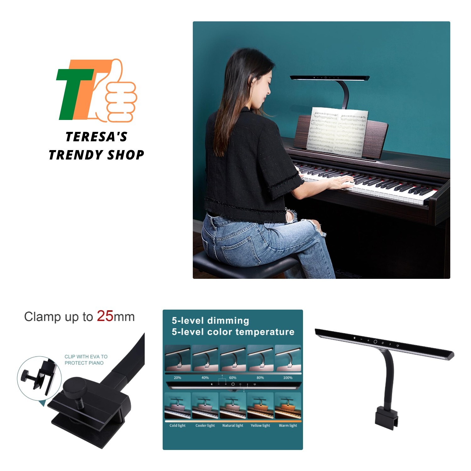 Piano Lights for Digital Piano and Grand Piano Professional Led Clip lamp Pia...