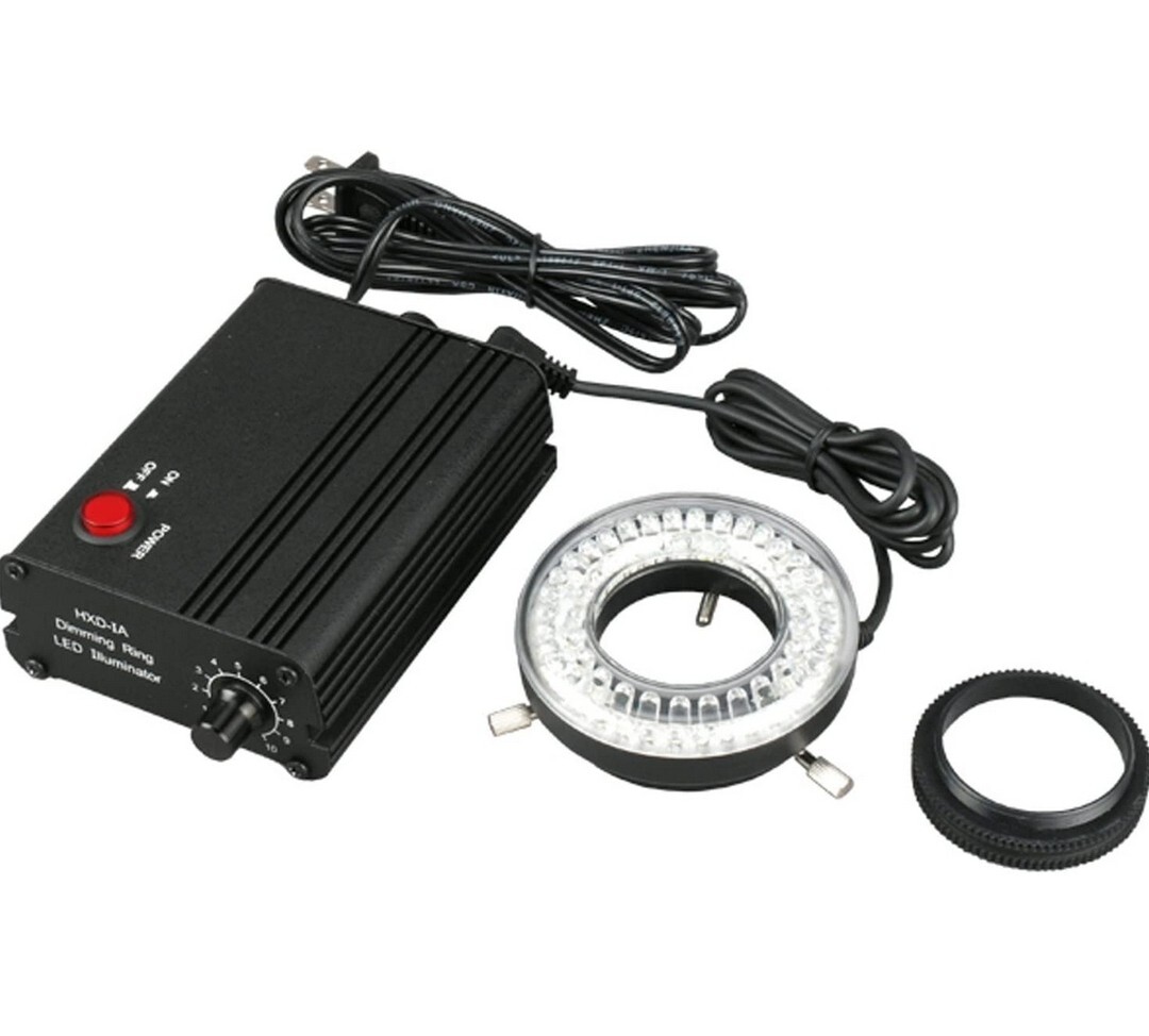Microscope LED Ring Light Source Illuminator with Metal Dimmer Control Box