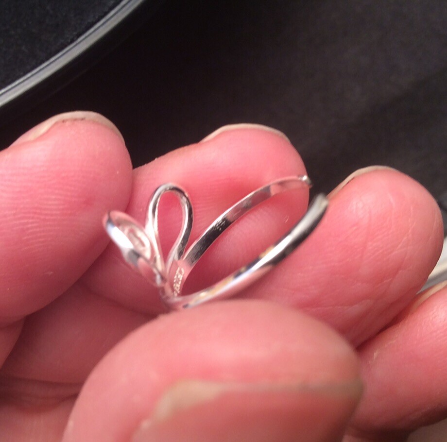 Sterling silver Adjustable Flower Rhinestone Scroll Toe Band Ring Signed HAN