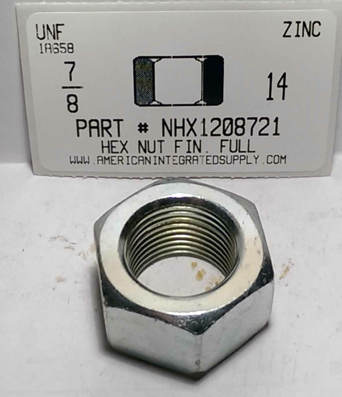 7/8-14 Finished Hex Nuts Steel Zinc Plated (25)