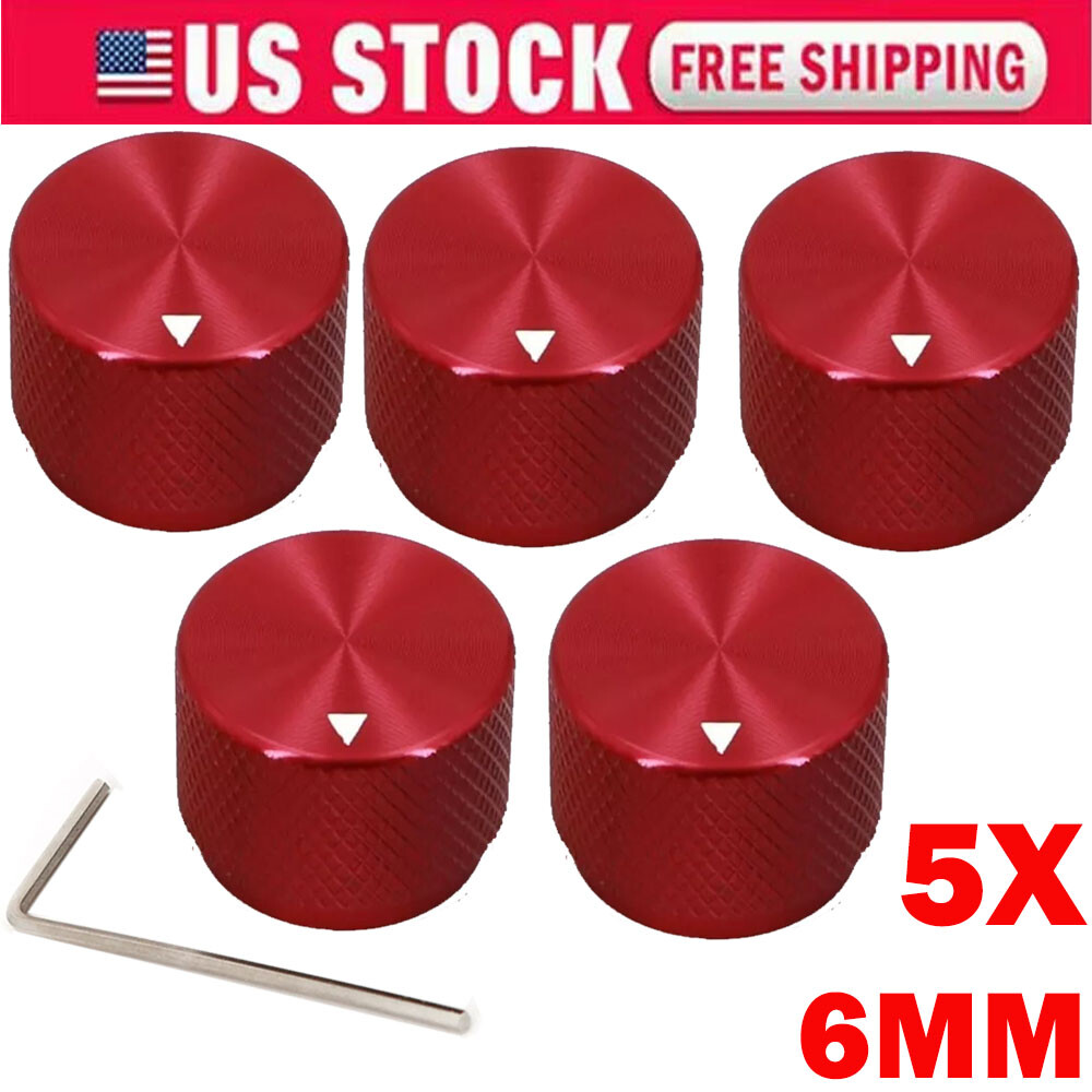 5x Red Solid Aluminum 20*15.5mm Audio Rotary Control 6mm Potentiometer Knob US