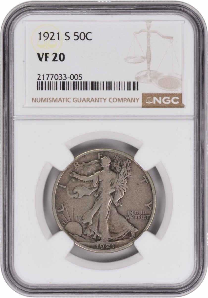 1921-S Walking Liberty Silver Half Dollar VF20 NGC