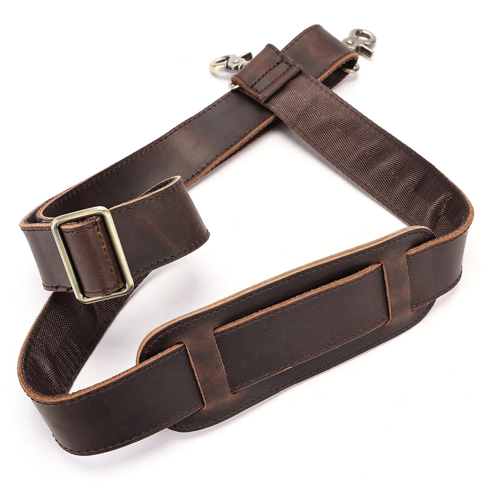 Genuine Leather Bag Strap Shoulder Strap Adjustable with Padded for Duffel Ba...