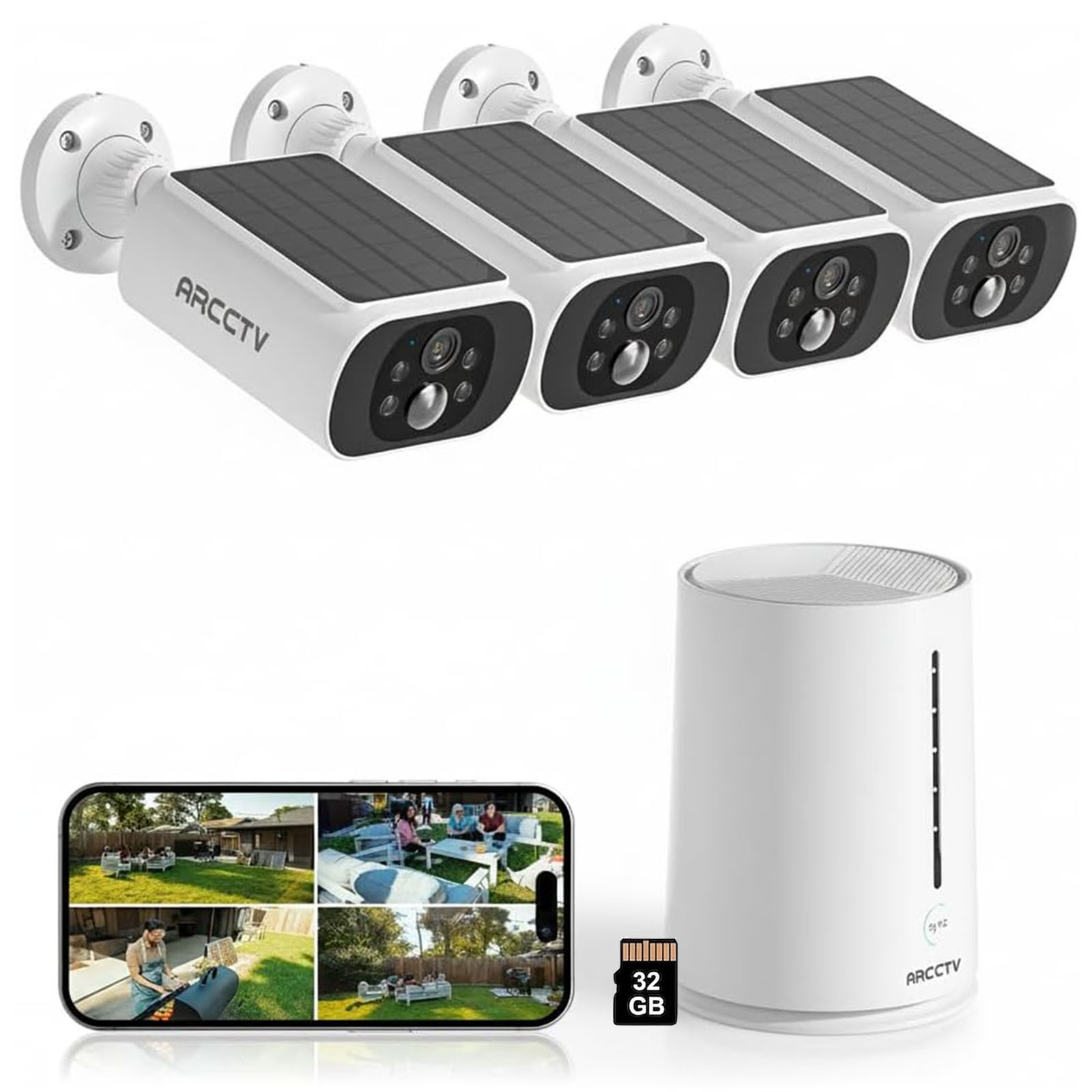 Wireless 4MP Solar WiFi Security Camera System Home Outdoor CCTV Battery Powered