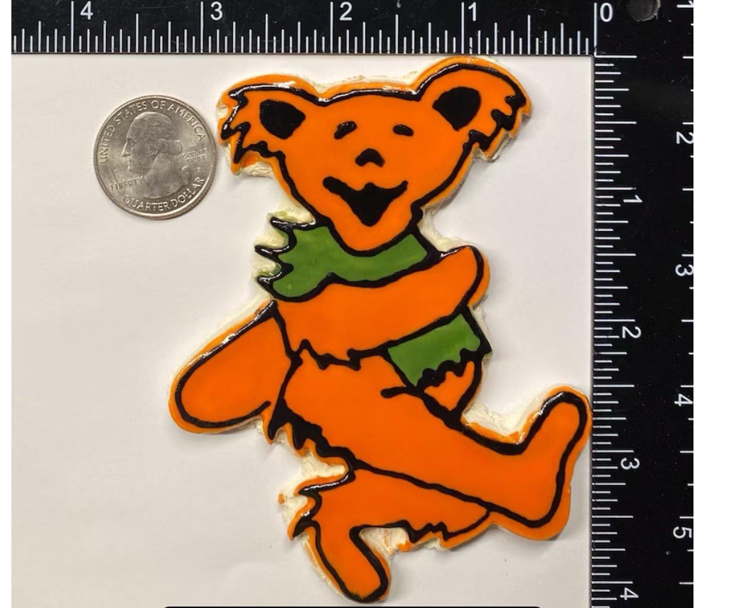 Orange Ceramic Tile Grateful Dead Dancing Bear App 4” Height