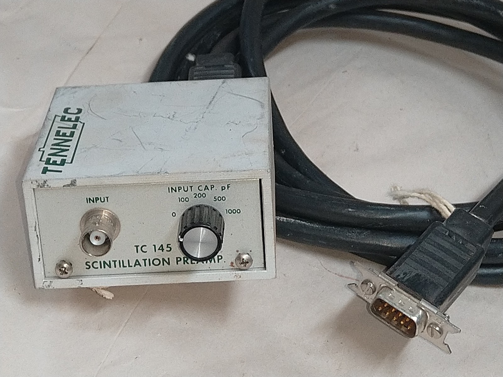 TENNELEC NIM computer module model # TC 145 Scintillation Preamp + serial cable
