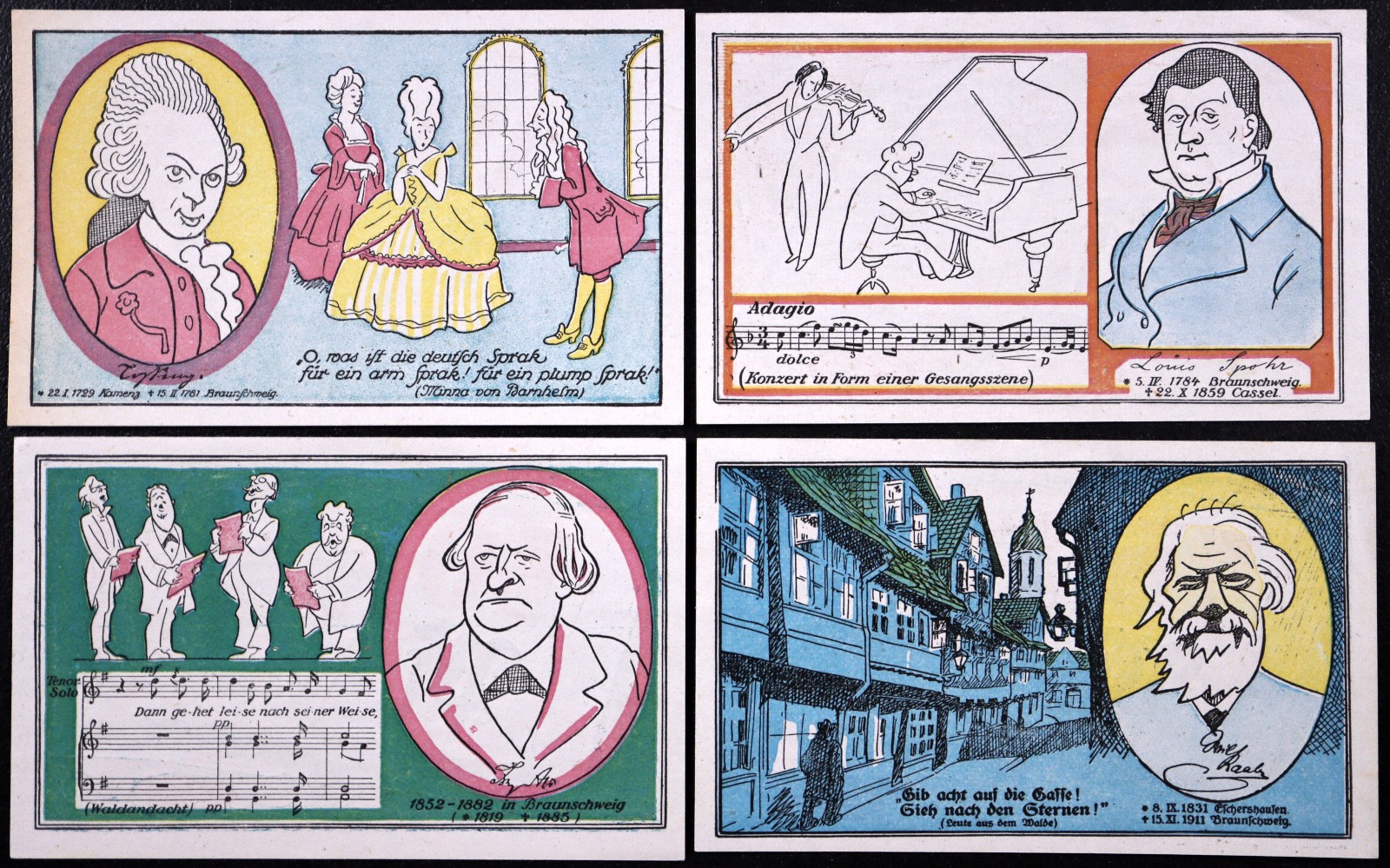 BRAUNSCHWEIG 1921 "Authors & Composers" Lessing Spohr Abt Raabe Complete Notgeld