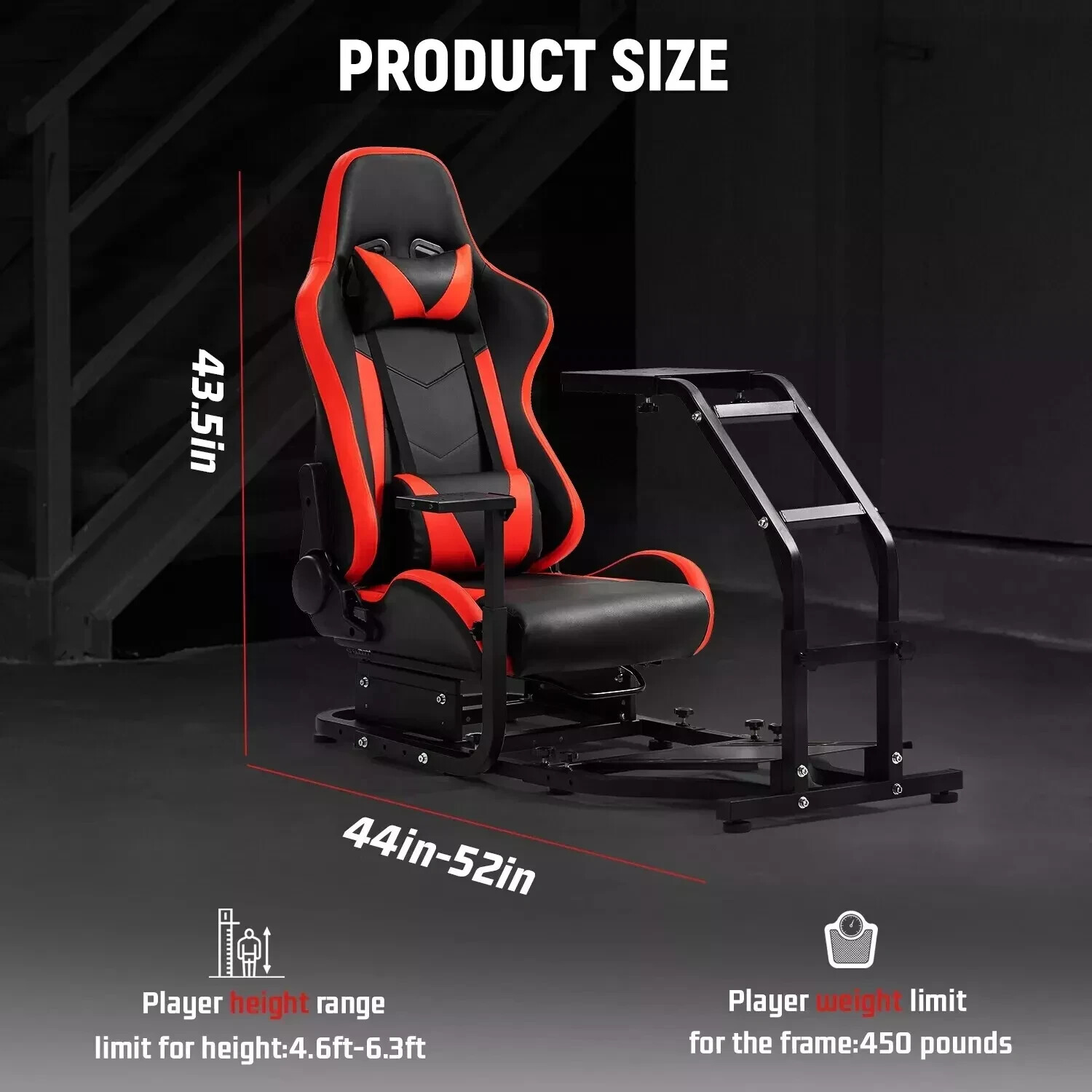 Dardoo Racing Simulator Cockpit Stand with Red Seat Fits for Logitech G29 G923