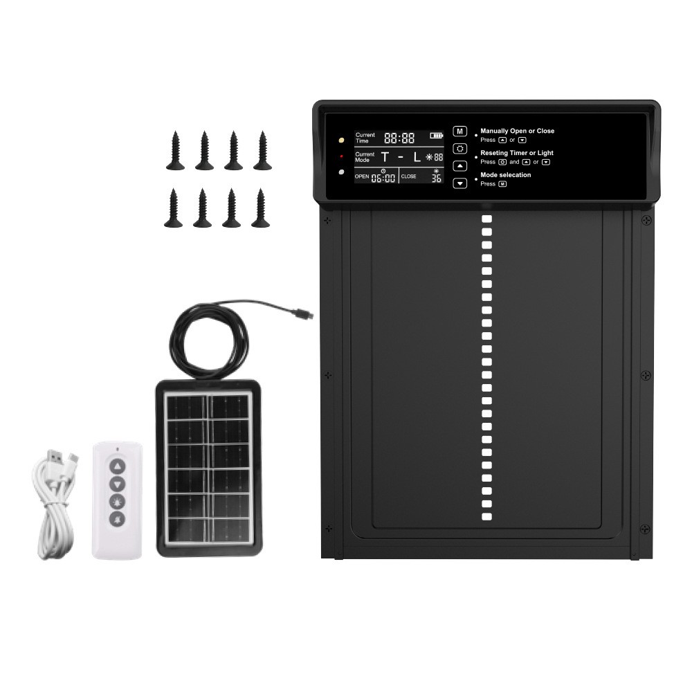 Solar Automatic Chicken Coop Door Opener with Timer Light Sensor Remote Control