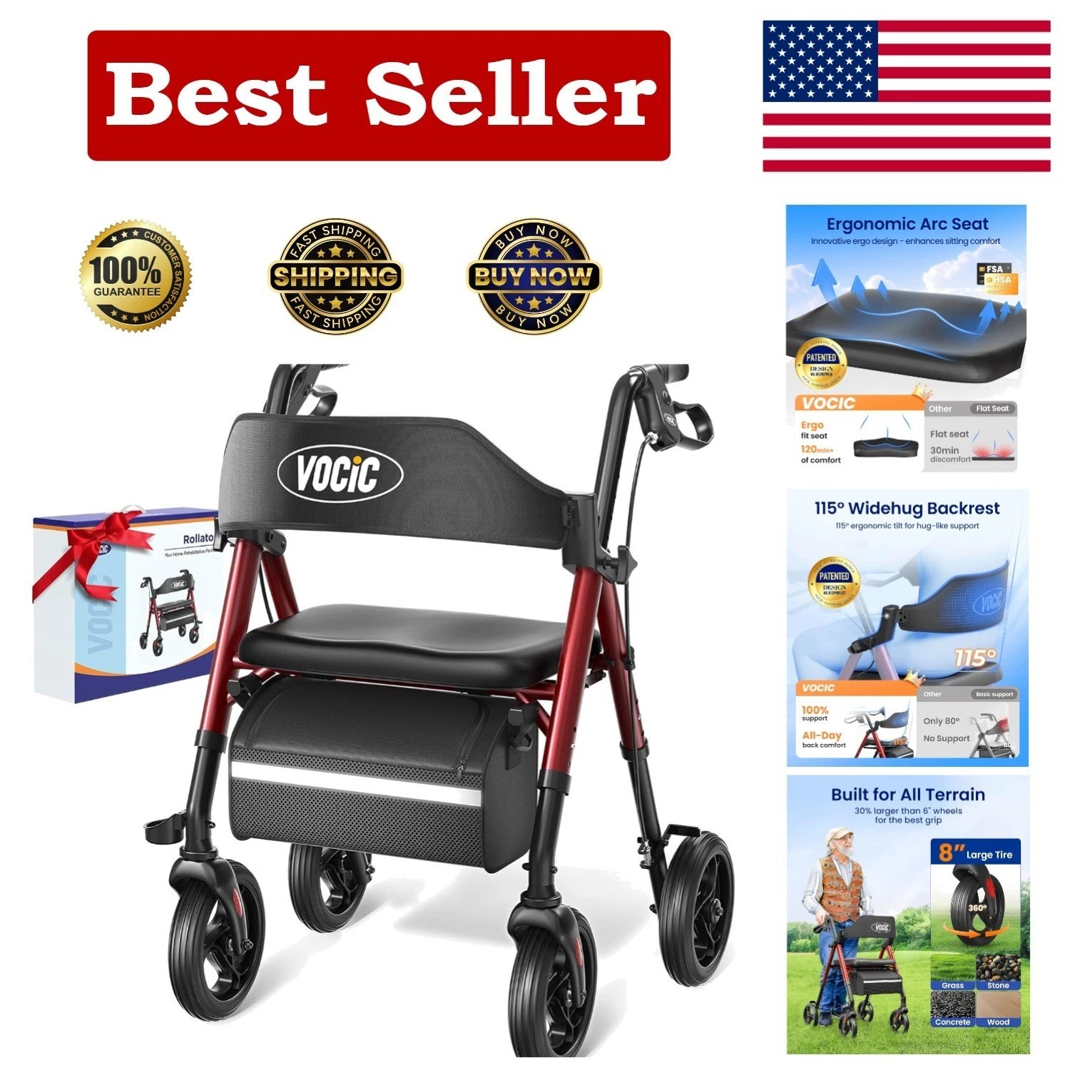 Z21 Rollator Walker for Seniors with Seat - Supports 350lbs, Lightweight & Fo...
