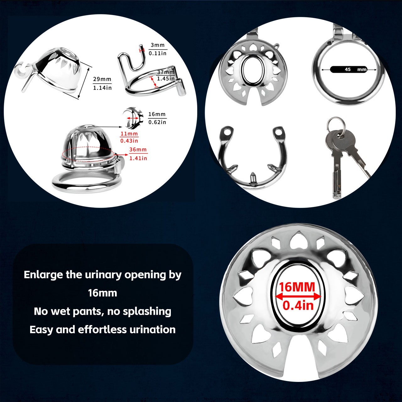 Metal Chastity Device for Men Ventilated Designed Cage with Lockable Ring SM