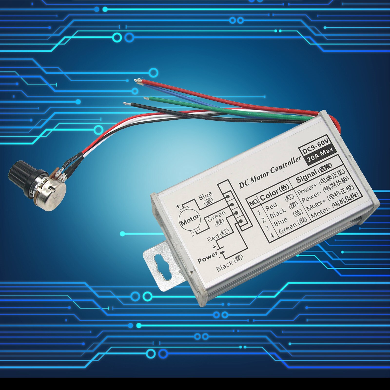 12V 24V Max 20A PWM DC Motor Stepless Variable Speed Control Controller US